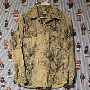 Vintage Cabela's Outdoor Realtree Camo Hunting Button Up Shirt Size L Regular